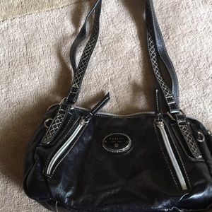 Black leathery bag